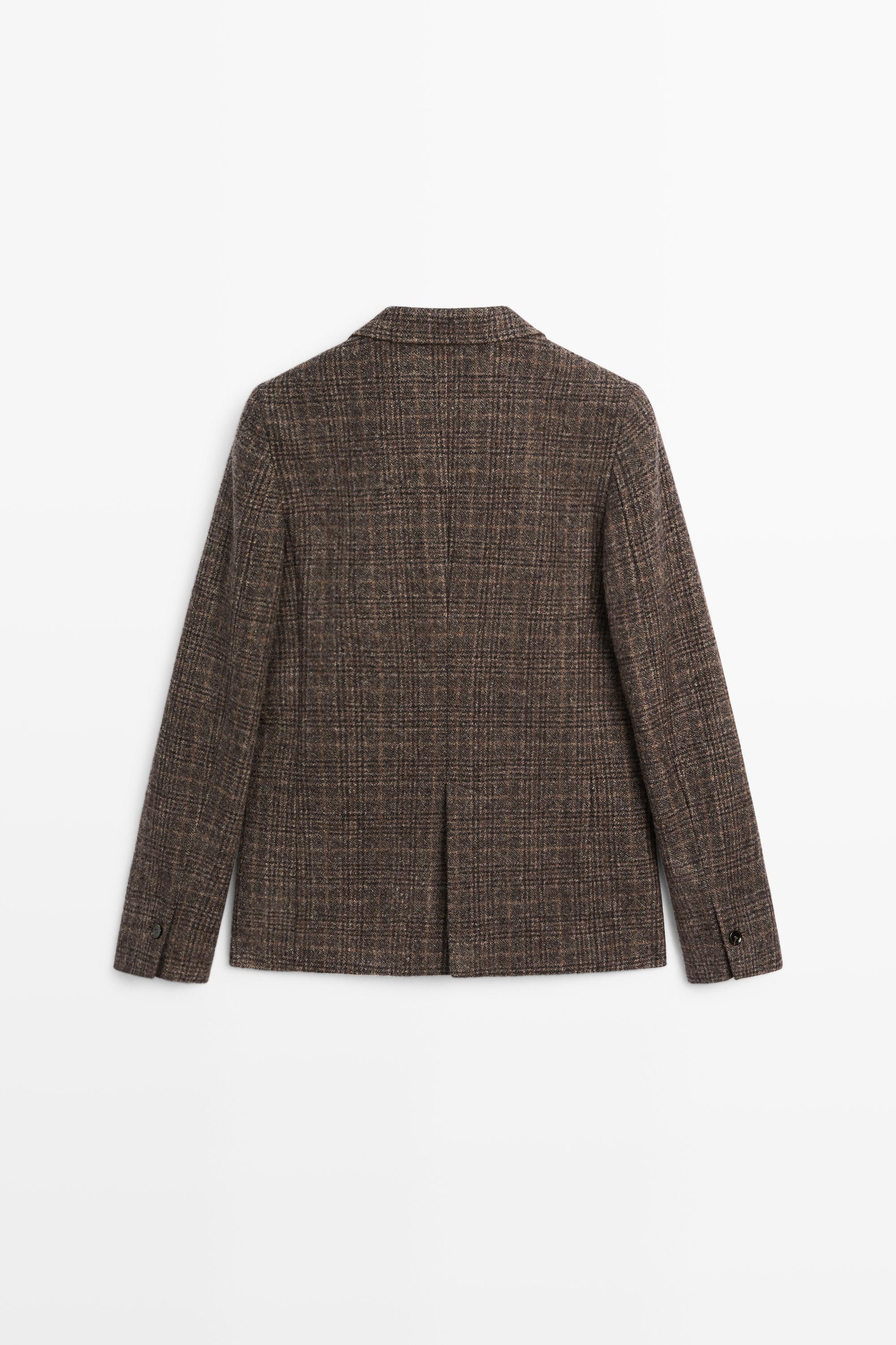 100% wool check blazer